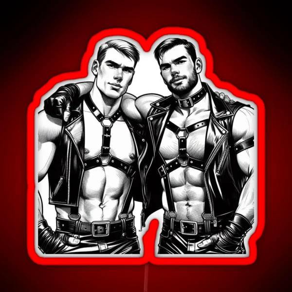 Gay Leather Daddies Night Tom Of Finland Tribute Leder RGB Neon Sign