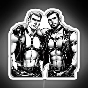 Gay Leather Daddies Night Tom Of Finland Tribute Leder Pride Graphic Design RGB Neon Sign