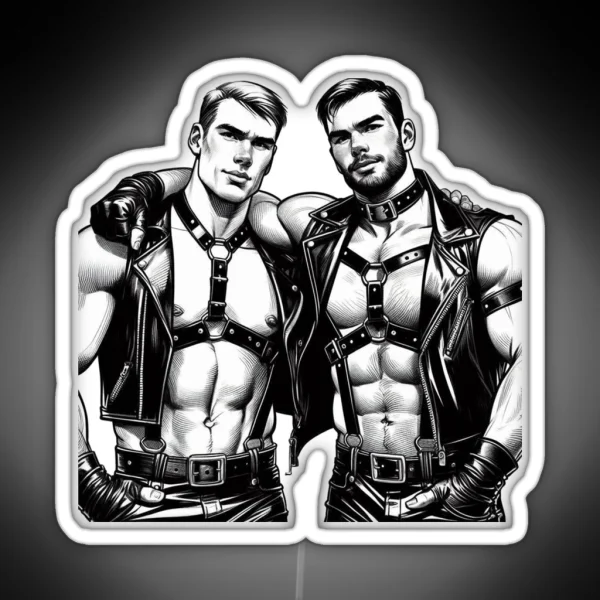 Gay Leather Daddies Night Tom Of Finland Tribute Leder RGB Neon Sign