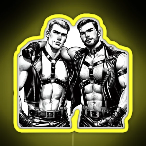 Gay Leather Daddies Night Tom Of Finland Tribute Leder RGB Neon Sign