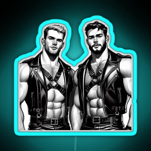 Gay Leather Daddies Rock Tom Of Finland Tribute Leder RGB Neon Sign