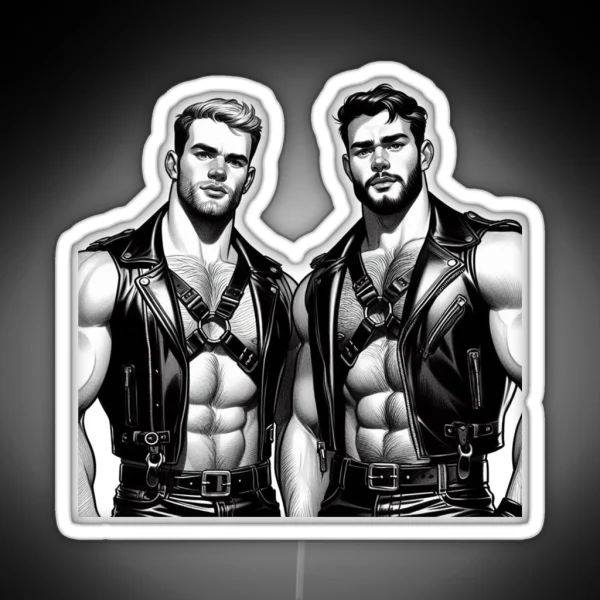 Gay Leather Daddies Rock Tom Of Finland Tribute Leder RGB Neon Sign