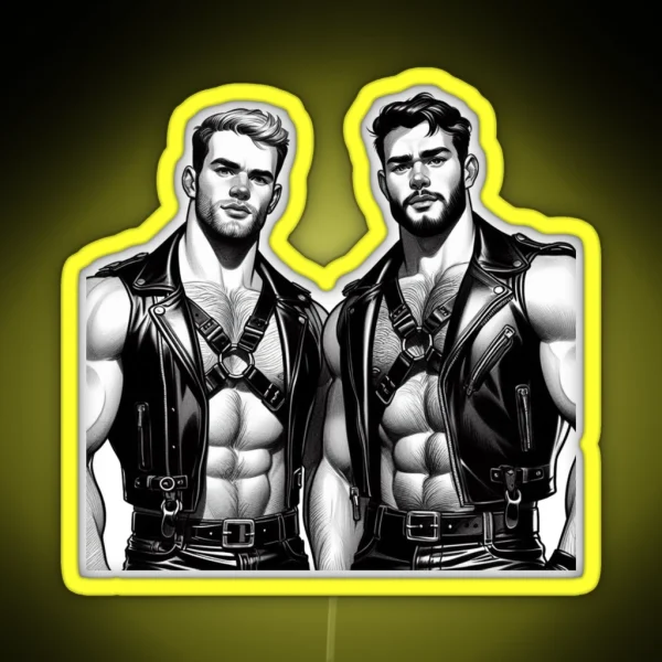 Gay Leather Daddies Rock Tom Of Finland Tribute Leder RGB Neon Sign
