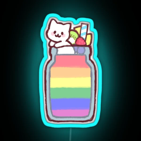 Gay Pride Smoothie Kitty RGB Neon Sign