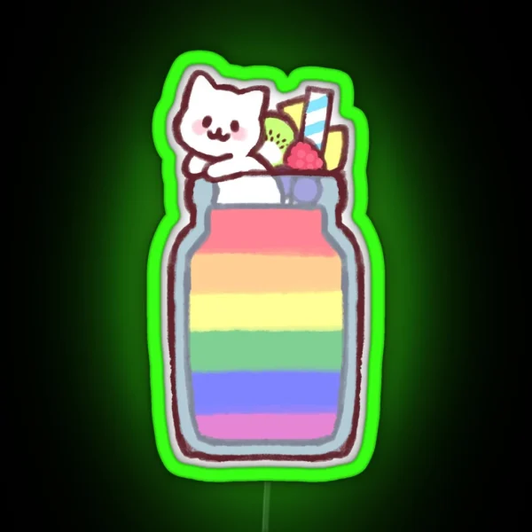 Gay Pride Smoothie Kitty RGB Neon Sign
