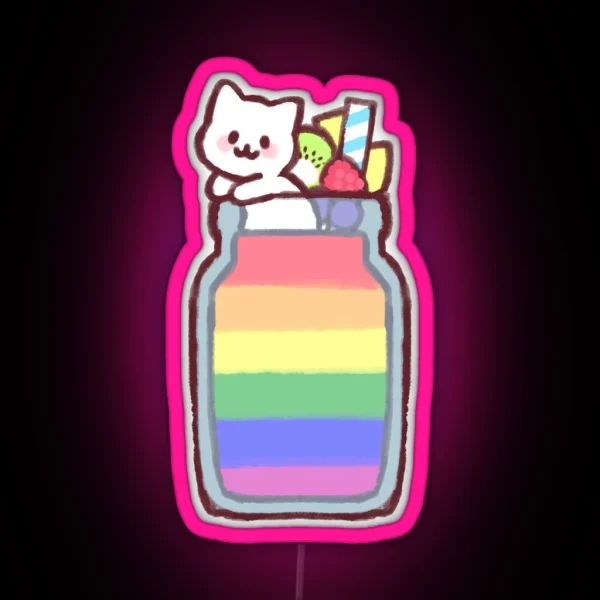 Gay Pride Smoothie Kitty RGB Neon Sign