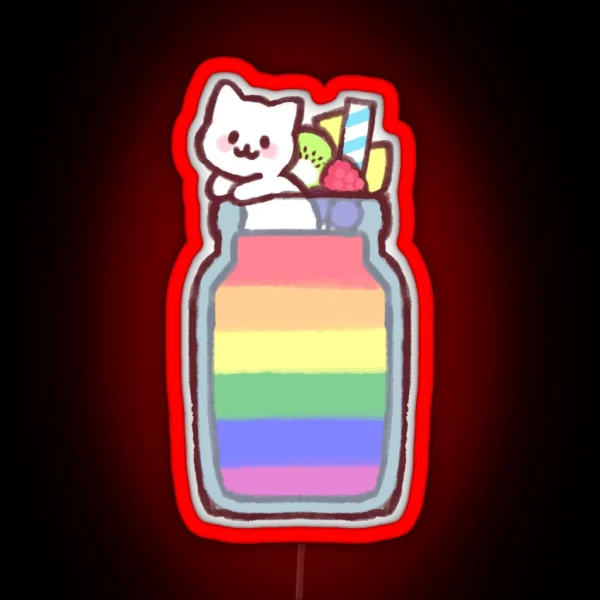 Gay Pride Smoothie Kitty RGB Neon Sign
