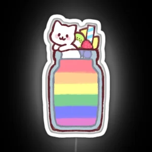 Gay Pride Smoothie Kitty RGB Neon Sign