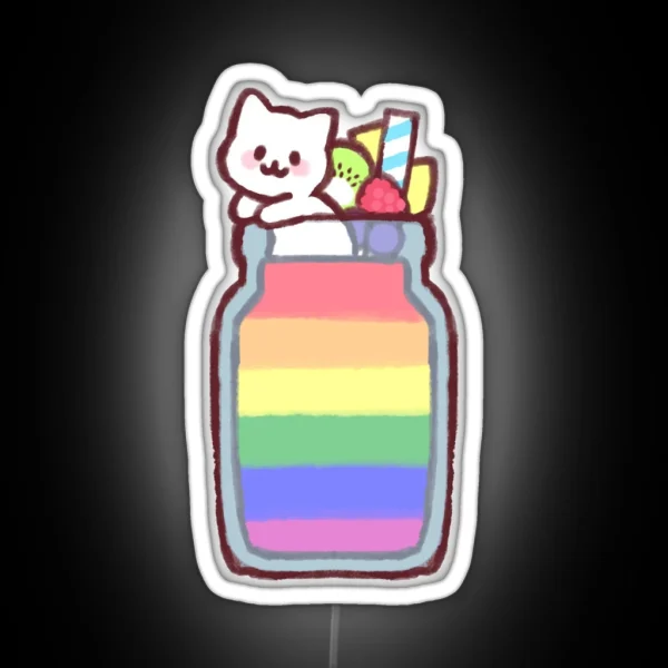 Gay Pride Smoothie Kitty RGB Neon Sign