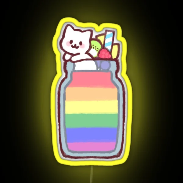 Gay Pride Smoothie Kitty RGB Neon Sign