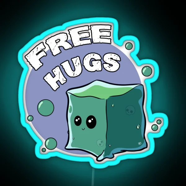 Gelatinous Cube Free Hugs RGB Neon Sign