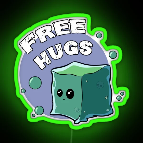 Gelatinous Cube Free Hugs RGB Neon Sign