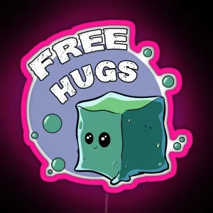 Gelatinous Cube Free Hugs RGB Neon Sign