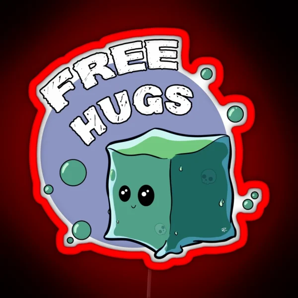 Gelatinous Cube Free Hugs RGB Neon Sign