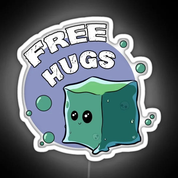 Gelatinous Cube Free Hugs RGB Neon Sign
