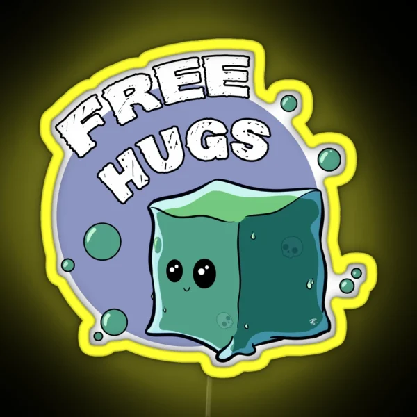 Gelatinous Cube Free Hugs RGB Neon Sign