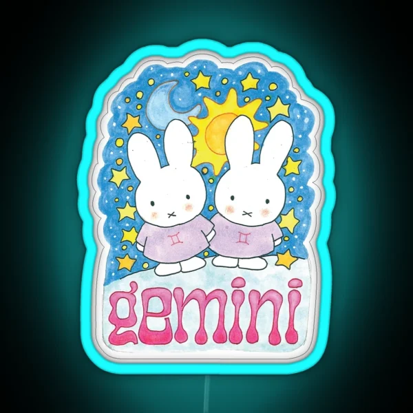 Gemini Bunnies RGB Neon Sign