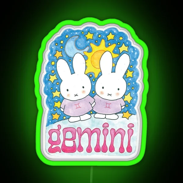 Gemini Bunnies RGB Neon Sign