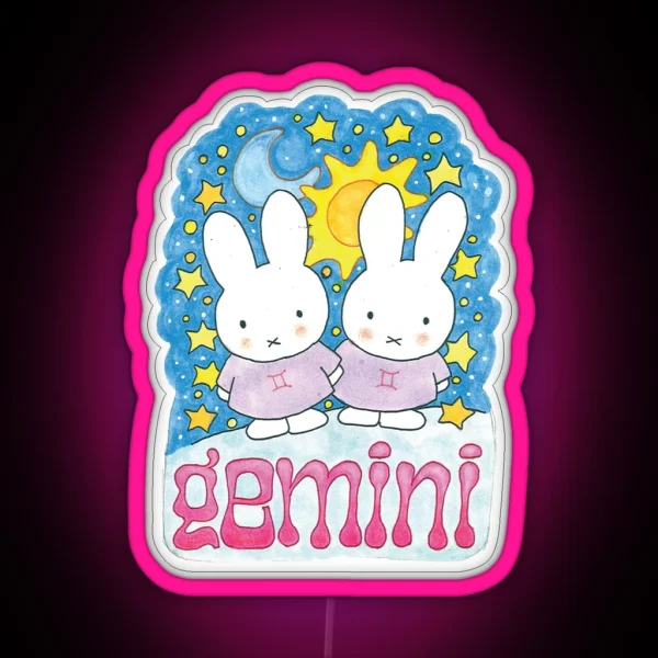 Gemini Bunnies RGB Neon Sign