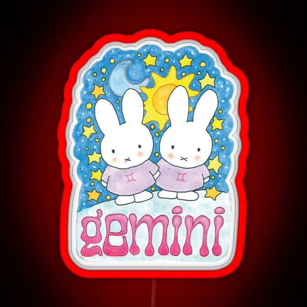 Gemini Bunnies RGB Neon Sign