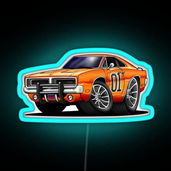 GENERAL LEE DUKES OF HAZZARD CAR RGB Neon Sign