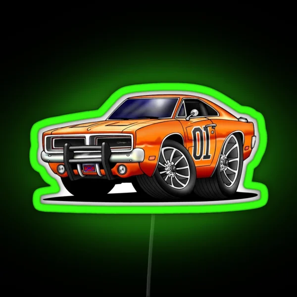 GENERAL LEE DUKES OF HAZZARD CAR RGB Neon Sign