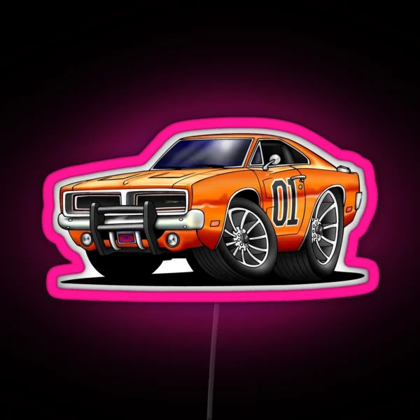 GENERAL LEE DUKES OF HAZZARD CAR RGB Neon Sign
