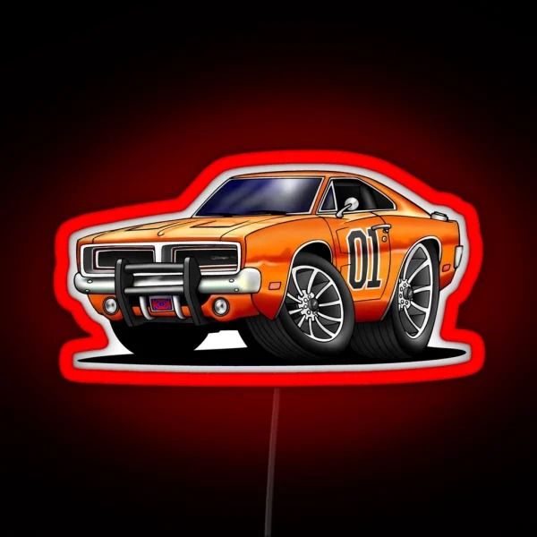 GENERAL LEE DUKES OF HAZZARD CAR RGB Neon Sign