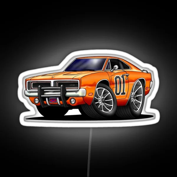GENERAL LEE DUKES OF HAZZARD CAR RGB Neon Sign