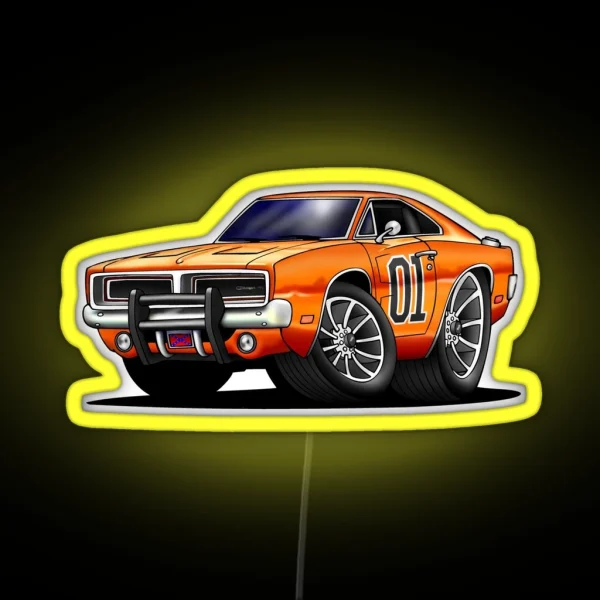 GENERAL LEE DUKES OF HAZZARD CAR RGB Neon Sign