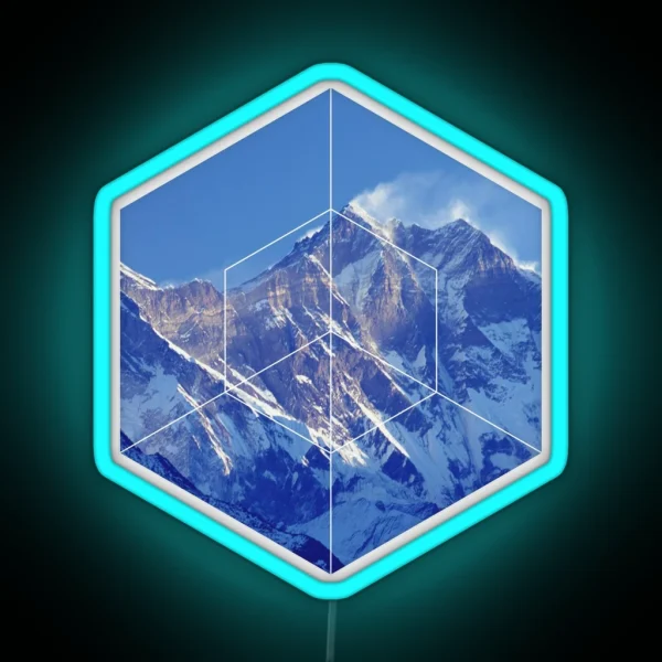 Geometric Snowy Mountains RGB Neon Sign