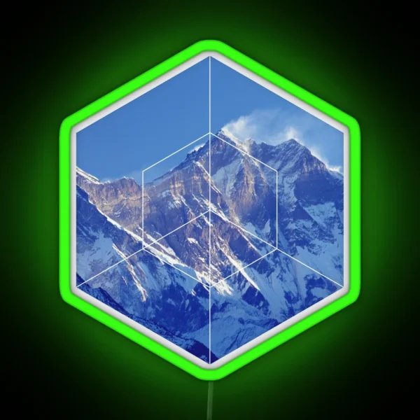Geometric Snowy Mountains RGB Neon Sign