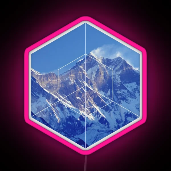 Geometric Snowy Mountains RGB Neon Sign