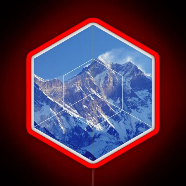 Geometric Snowy Mountains RGB Neon Sign