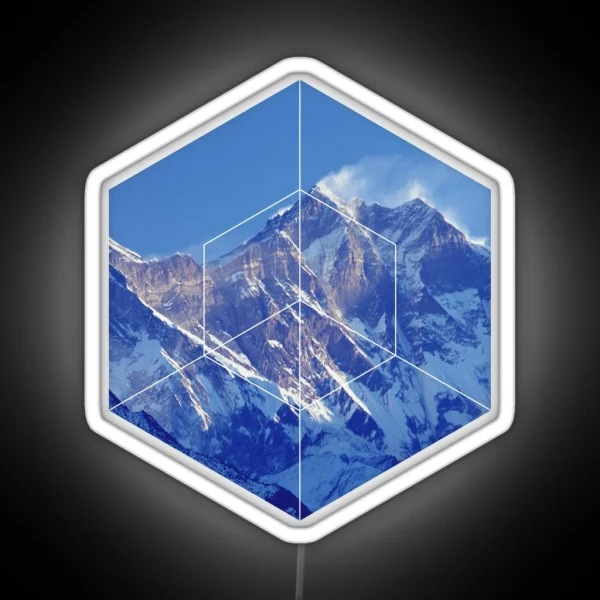 Geometric Snowy Mountains RGB Neon Sign