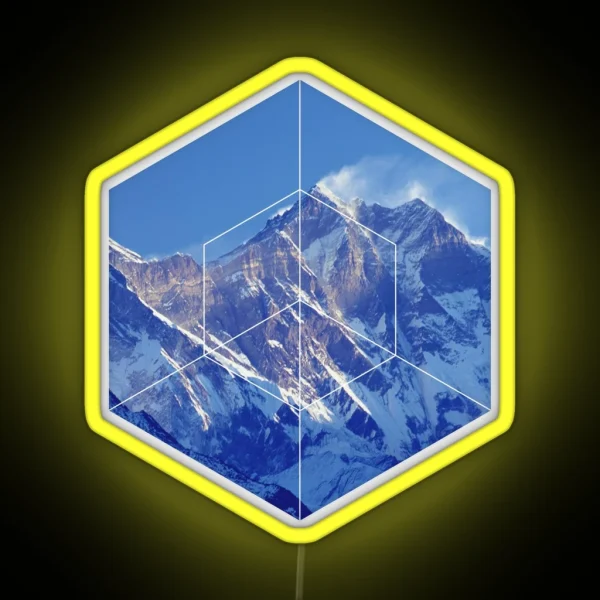 Geometric Snowy Mountains RGB Neon Sign