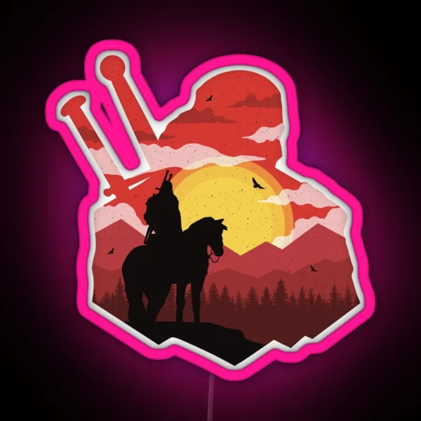 Gerald The Witcher Silhouette Art RGB Neon Sign