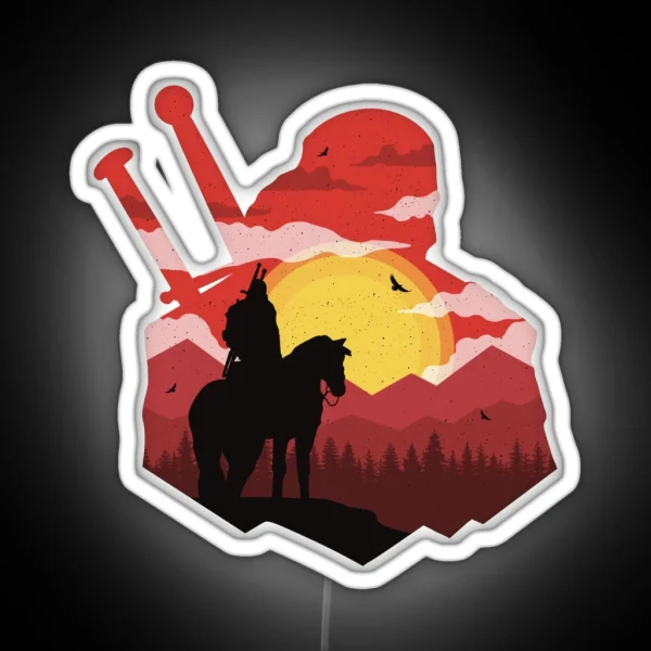 Gerald The Witcher Silhouette Art RGB Neon Sign