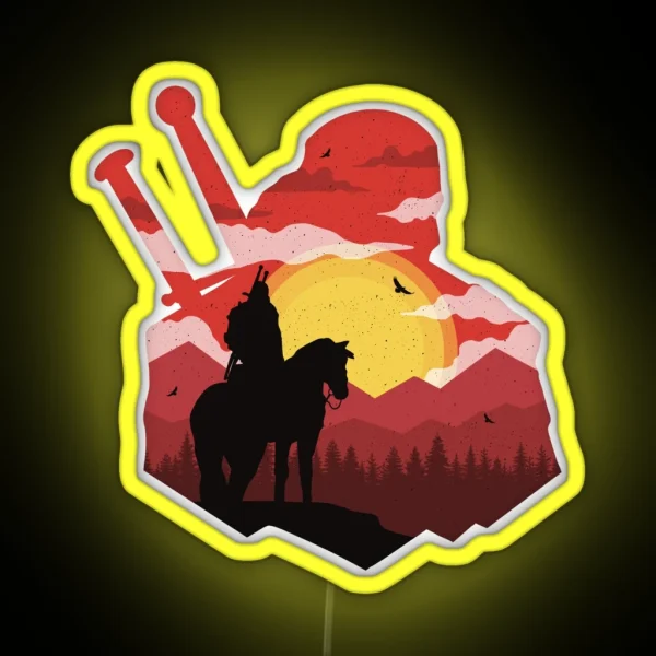 Gerald The Witcher Silhouette Art RGB Neon Sign