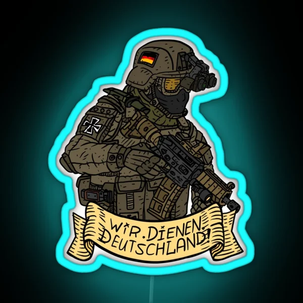 German Bundeswehr Soldier Armed Forces Of Germany With RGB Neon Sign