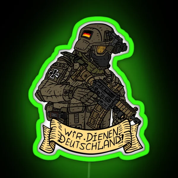 German Bundeswehr Soldier Armed Forces Of Germany With RGB Neon Sign