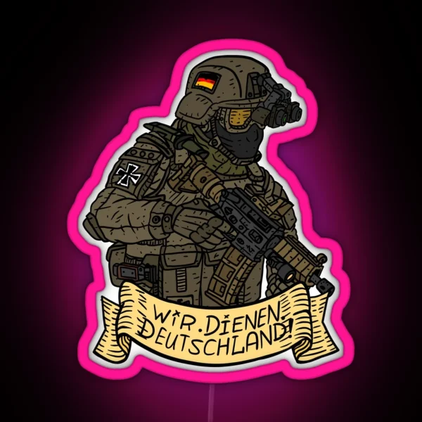 German Bundeswehr Soldier Armed Forces Of Germany With RGB Neon Sign