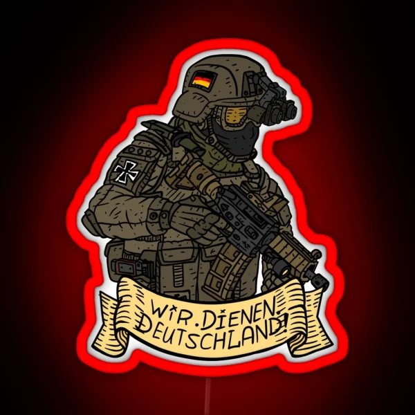 German Bundeswehr Soldier Armed Forces Of Germany With RGB Neon Sign