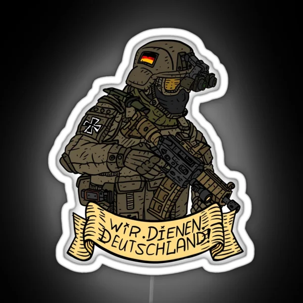 German Bundeswehr Soldier Armed Forces Of Germany With RGB Neon Sign