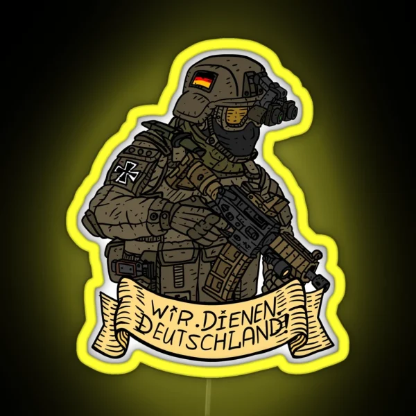 German Bundeswehr Soldier Armed Forces Of Germany With RGB Neon Sign