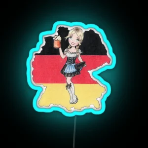 German Flag And Dirndl Girl With Beer RGB Neon Sign