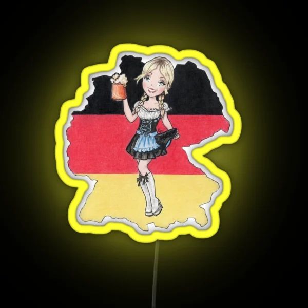 German Flag And Dirndl Girl With Beer RGB Neon Sign