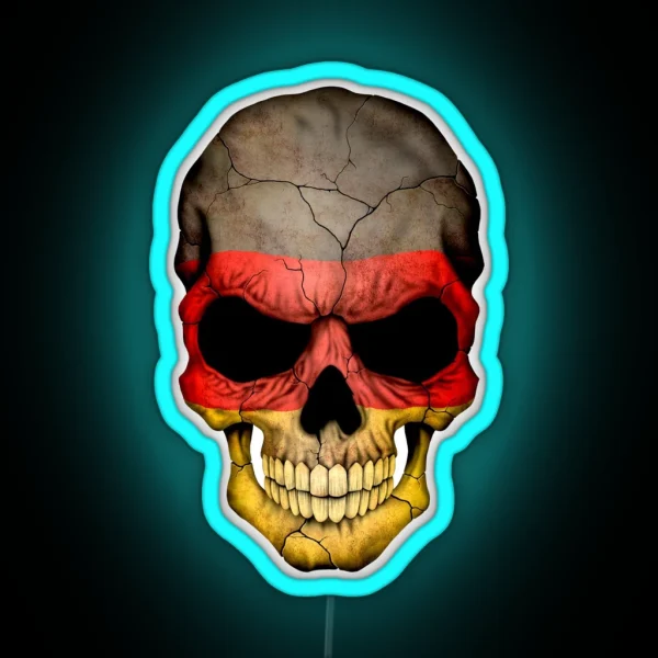 German Flag Skull RGB Neon Sign