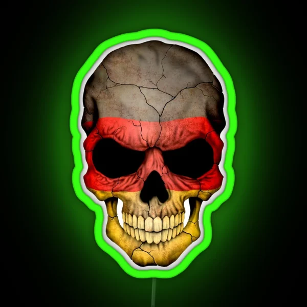 German Flag Skull RGB Neon Sign