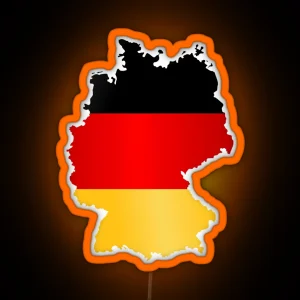 German Flag Within Country Map RGB Neon Sign